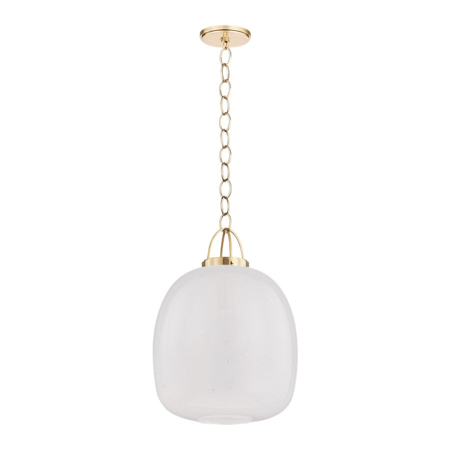 Hudson Valley Enosburg 1Lt 16" Pendant, Aged Brass/Clear Cloud Seeded - 2016-AGB