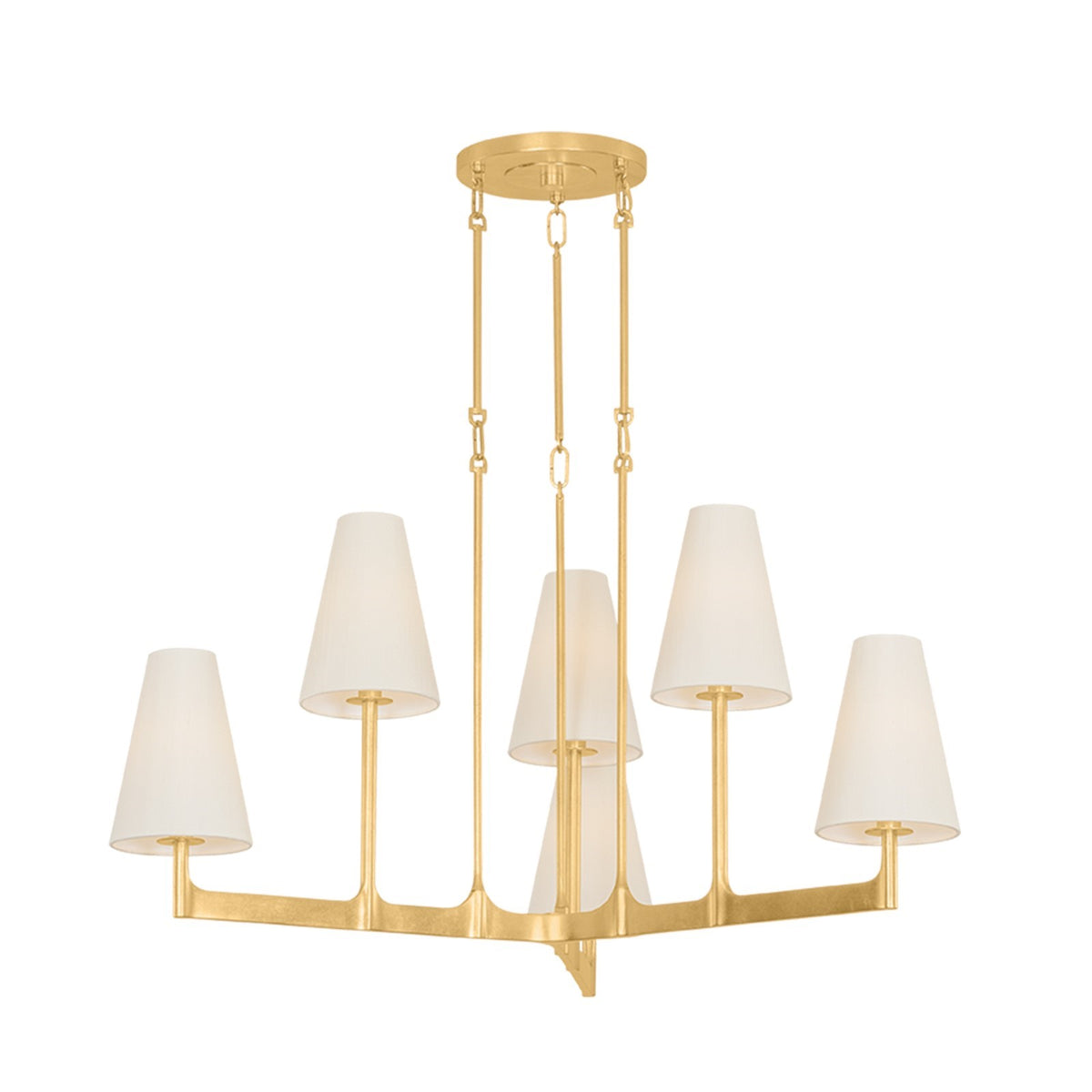 Hudson Valley Allaben 39.5in 6-Light Chandelier | Timeless Vintage Gold Leaf and Dupioni Silk | Dining Room & Foyer | 39.5 x 17.5 in | Model 2139-VGL
