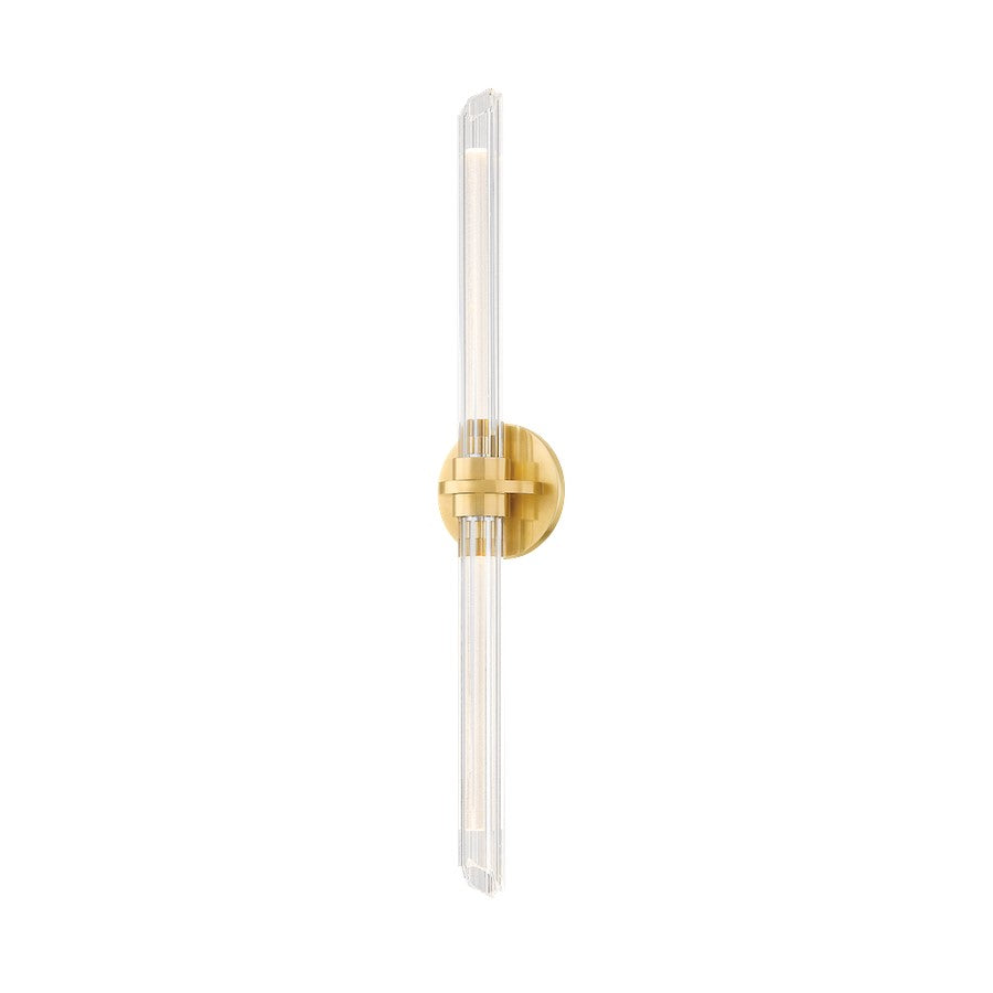 Hudson Valley Knighton 2 Light Bath and Vanity, Aged Brass/Clear - 2602-AGB