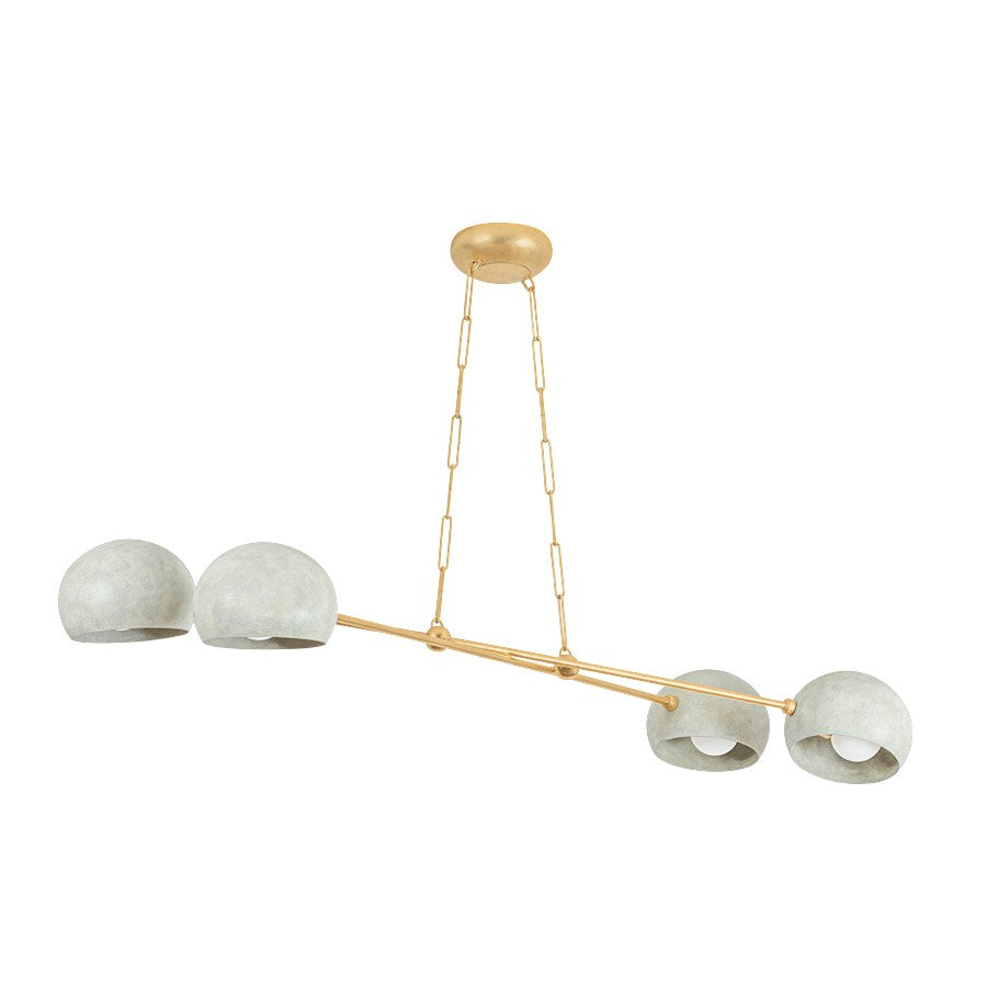 Hudson Valley Turner 4Lt Chandelier, Gold Leaf/Limewash Plaster - 3104-VGL-LWP