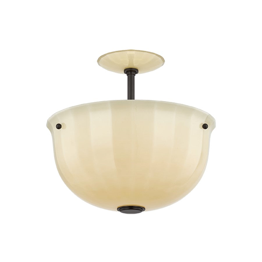 Hudson Valley Nevins 1Lt Semi Flush, Distressed Bronze/Etched/Optic - 3115-DB