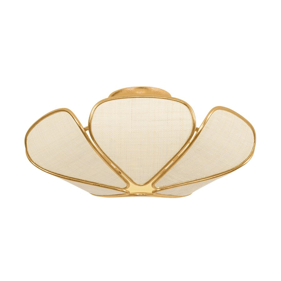 Hudson Valley Bayville 3Lt Semi Flush Mount, Gold Leaf/Saguran - 3919-VGL