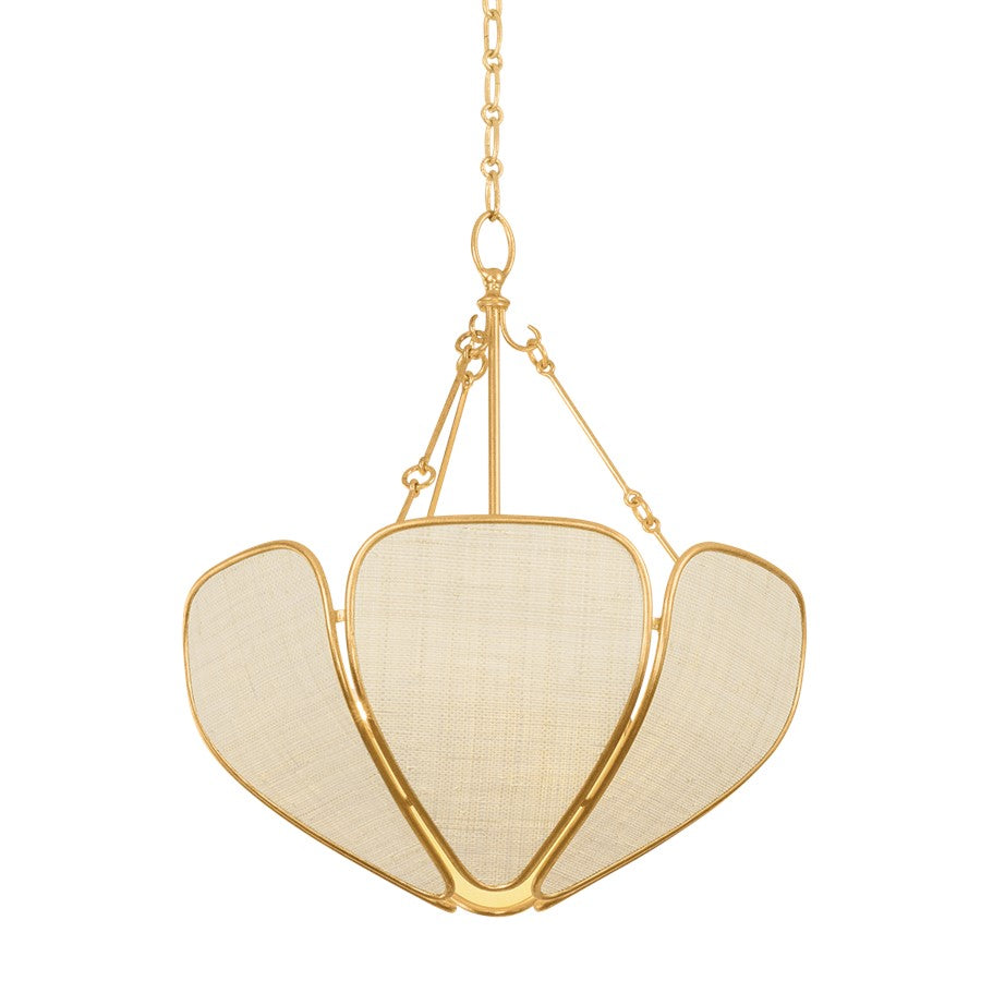 Hudson Valley Bayville 3Lt Pendant, Vintage Gold Leaf/Saguran - 3920-VGL