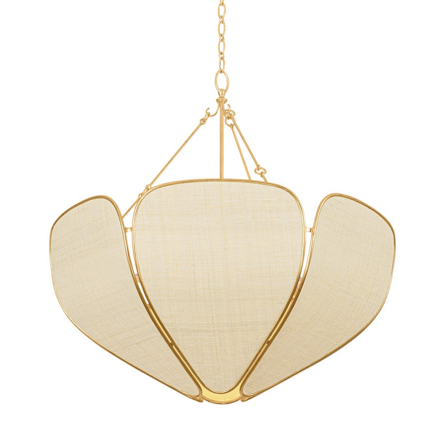 Hudson Valley Bayville 6Lt Pendant, Vintage Gold Leaf/Saguran - 3932-VGL