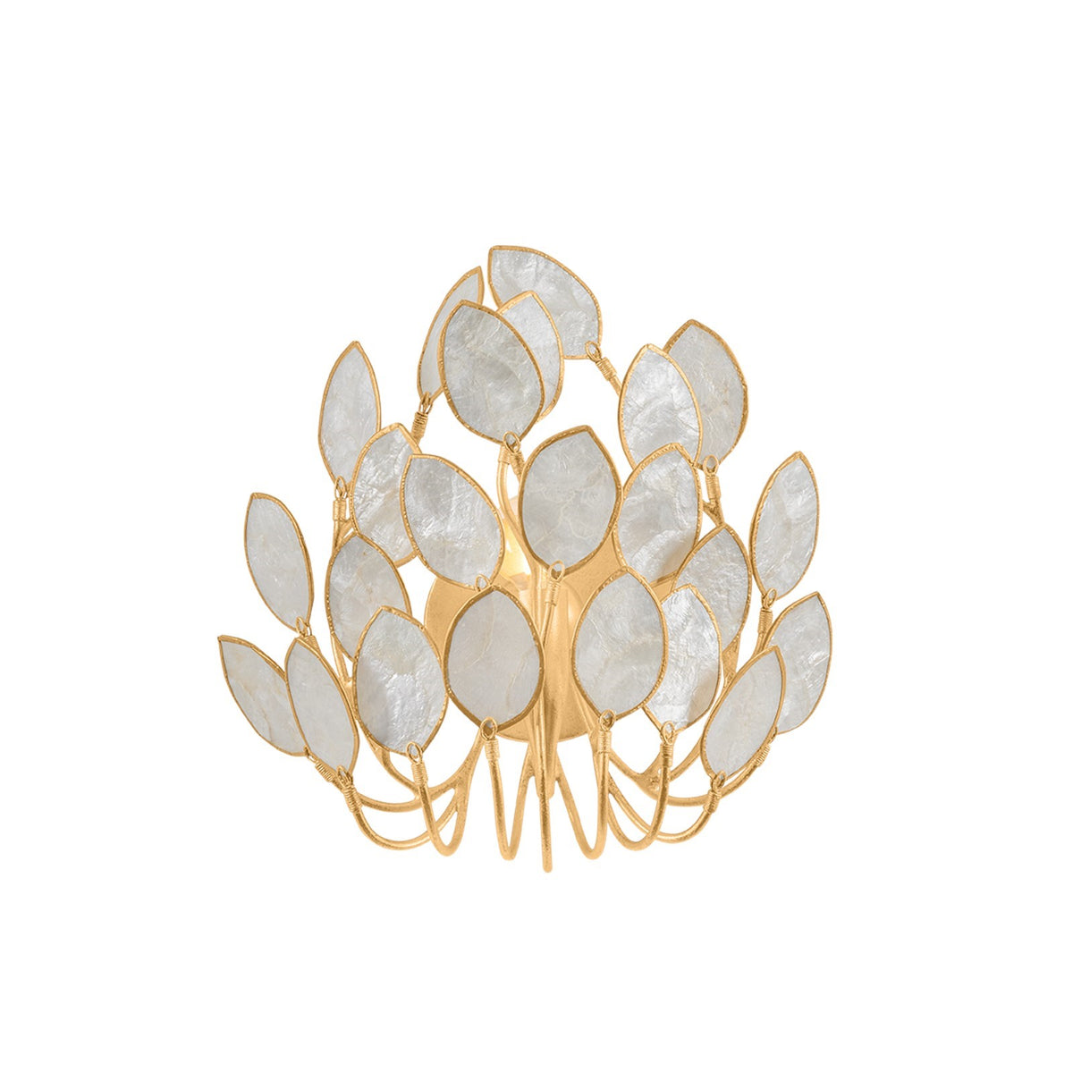 Hudson Valley Eastview 1-Light Wall Sconce | Coastal Vintage Gold Leaf and Capiz Natural Marine | Bedroom & Hallway | Model 4117-VGL