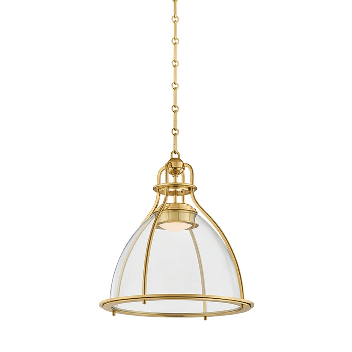 Hudson Valley Airmont 14.5in 1-Light Pendant | Heritage Aged Brass and Clear Glass Lantern | Foyer & Dining Room | 14.5 x 15.5 in | Model 5014-AGB