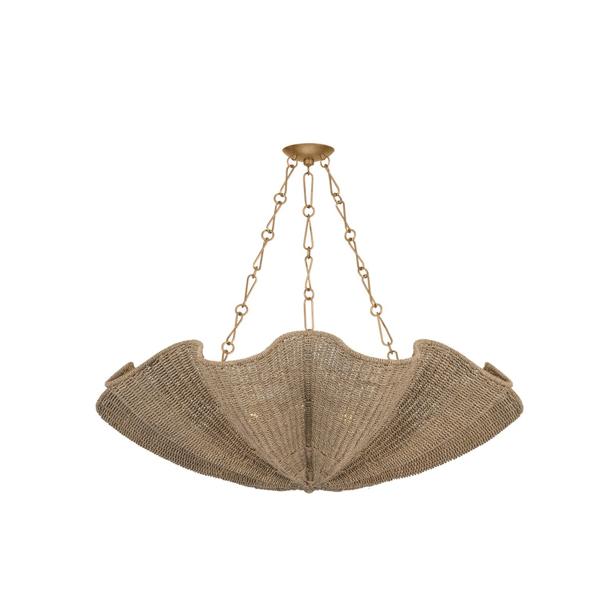 Hudson Valley Bardonia 48in 8-Light Chandelier | Traditional Patina Gold Leaf and Lampakanay Natural Woven | Dining Room & Foyer | Model 5148-PGL