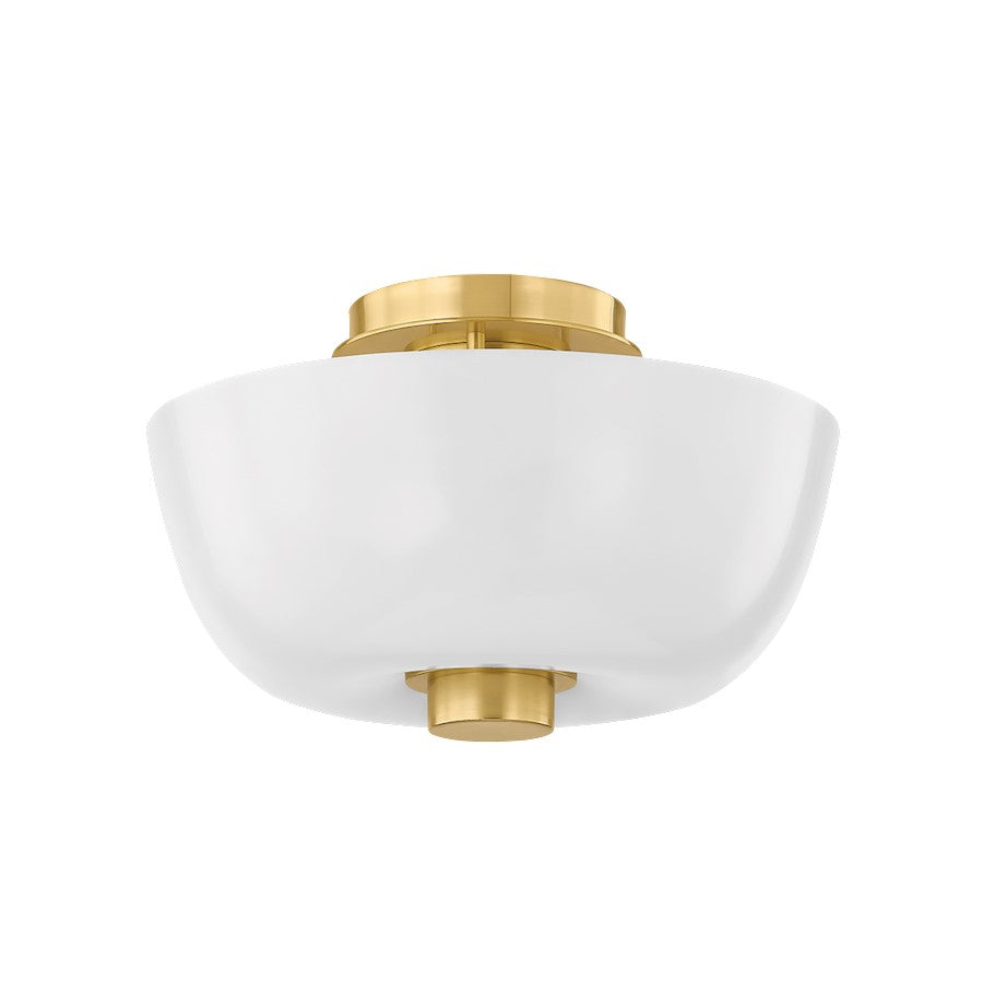 Hudson Valley Dove 1 Light Flush Mount, Aged Brass/Clear Cloud - 5215-AGB
