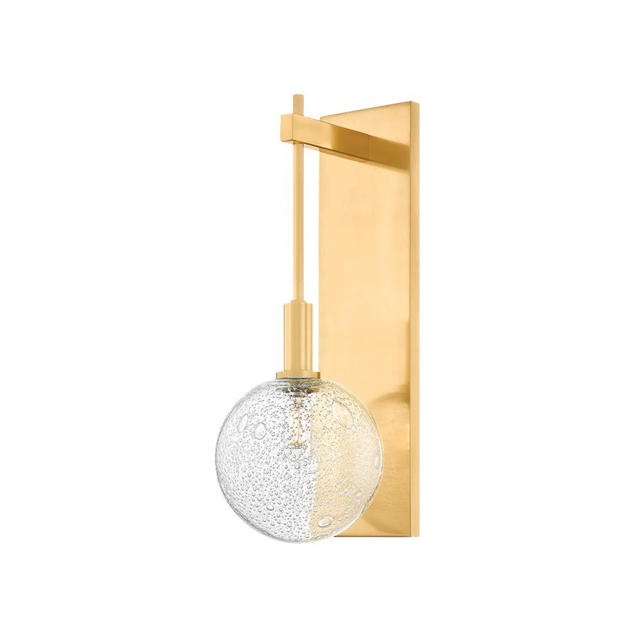Hudson Valley Onteora 1 Light Wall Sconce, Aged Brass/Clear Seeded - 5316-AGB