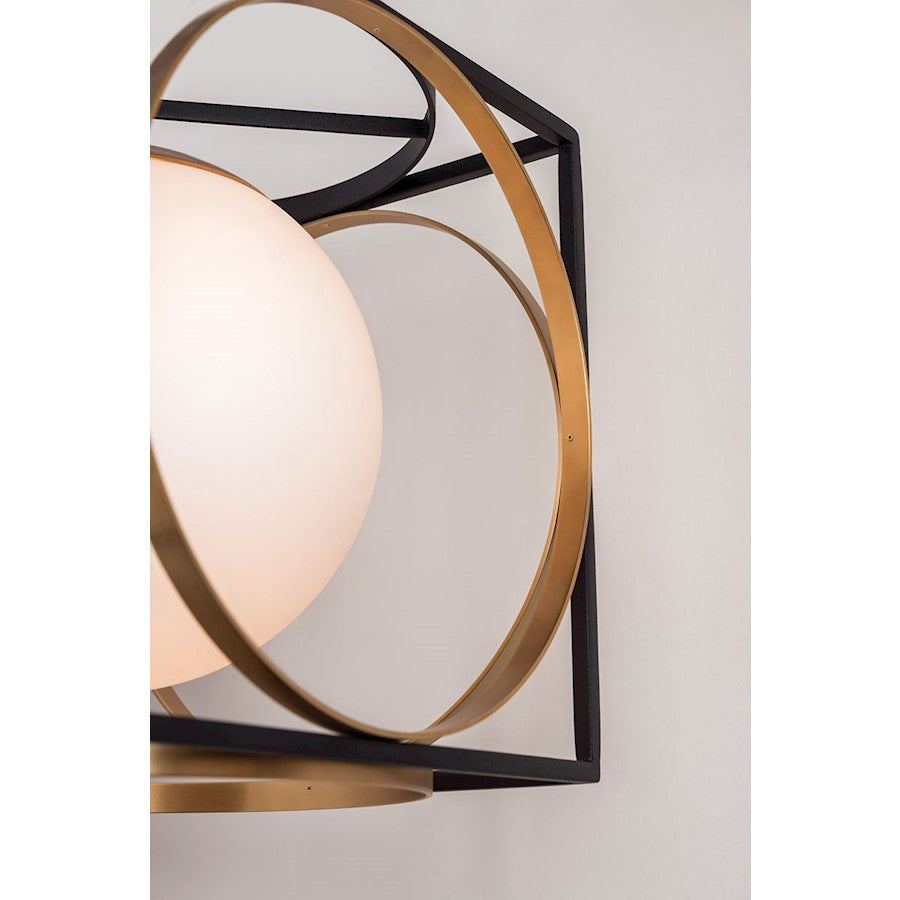 Hudson Valley Wadsworth 1 Light Semi Flush, Brass/Opal Acid Etched