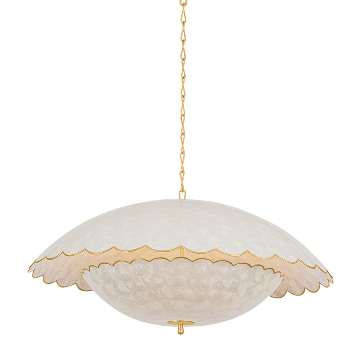 Hudson Valley Hollis Hills 36in 6-Light Pendant | Ethereal Vintage Gold Leaf and Capiz Natural Marine | Dining Room & Foyer | Model 6176-VGL