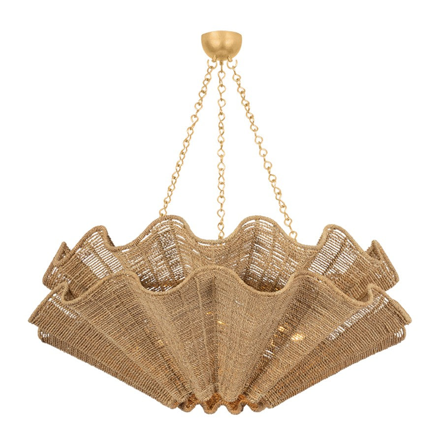 Hudson Valley Hayworth 8 Light Chandelier, Vintage Gold Leaf/Abaca - 6208-VGL