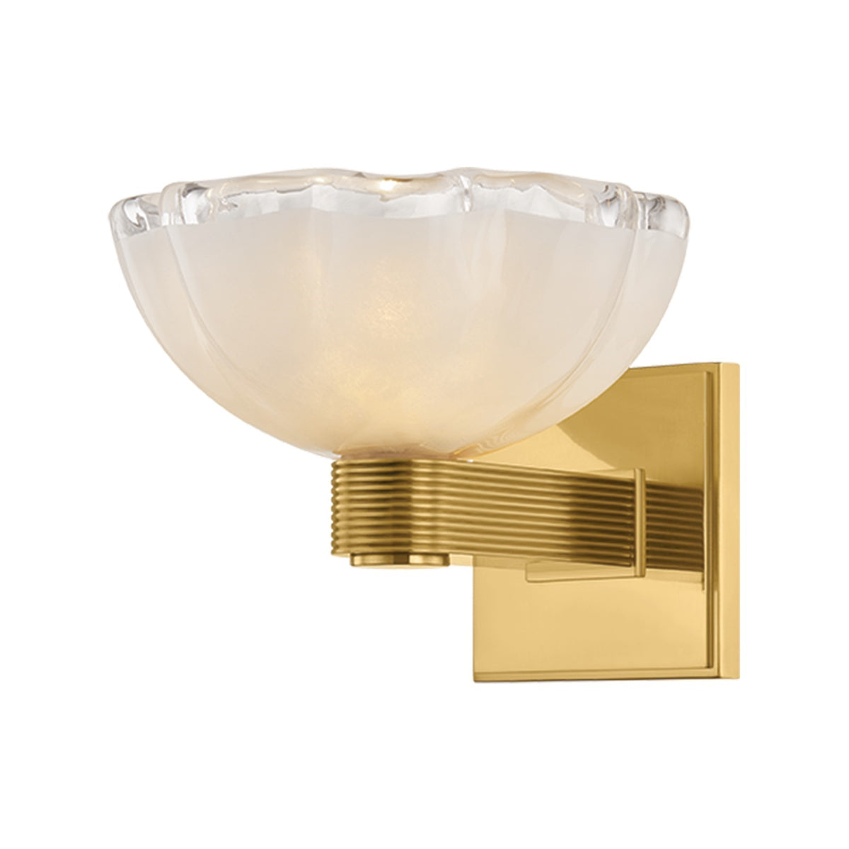 Hudson Valley Fraleigh 1-Light Bath and Vanity Sconce | Aged Brass and Blonchino Piastre Glass | Bathroom & Powder Room | Model 6261-AGB