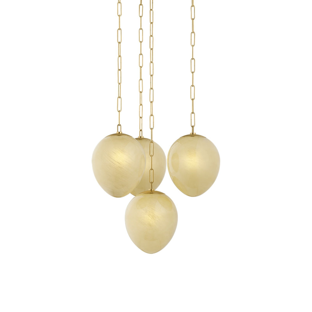 Hudson Valley Cherrytown 26.75in 4-Light Chandelier | Aged Brass and Cream Cloud Glass | Dining Room & Foyer | 26.75 x 39.75 in | Model 7404-AGB