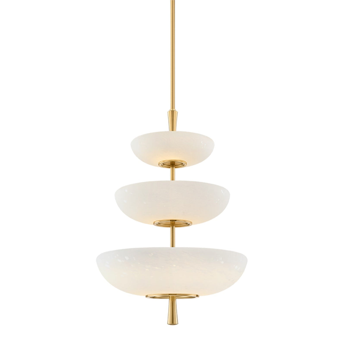Hudson Valley Mapledale 19in 3-Light Pendant | Transitional Aged Brass and Seeded Matte Cloud Glass | Kitchen Island & Dining Room | Model 7703-AGB