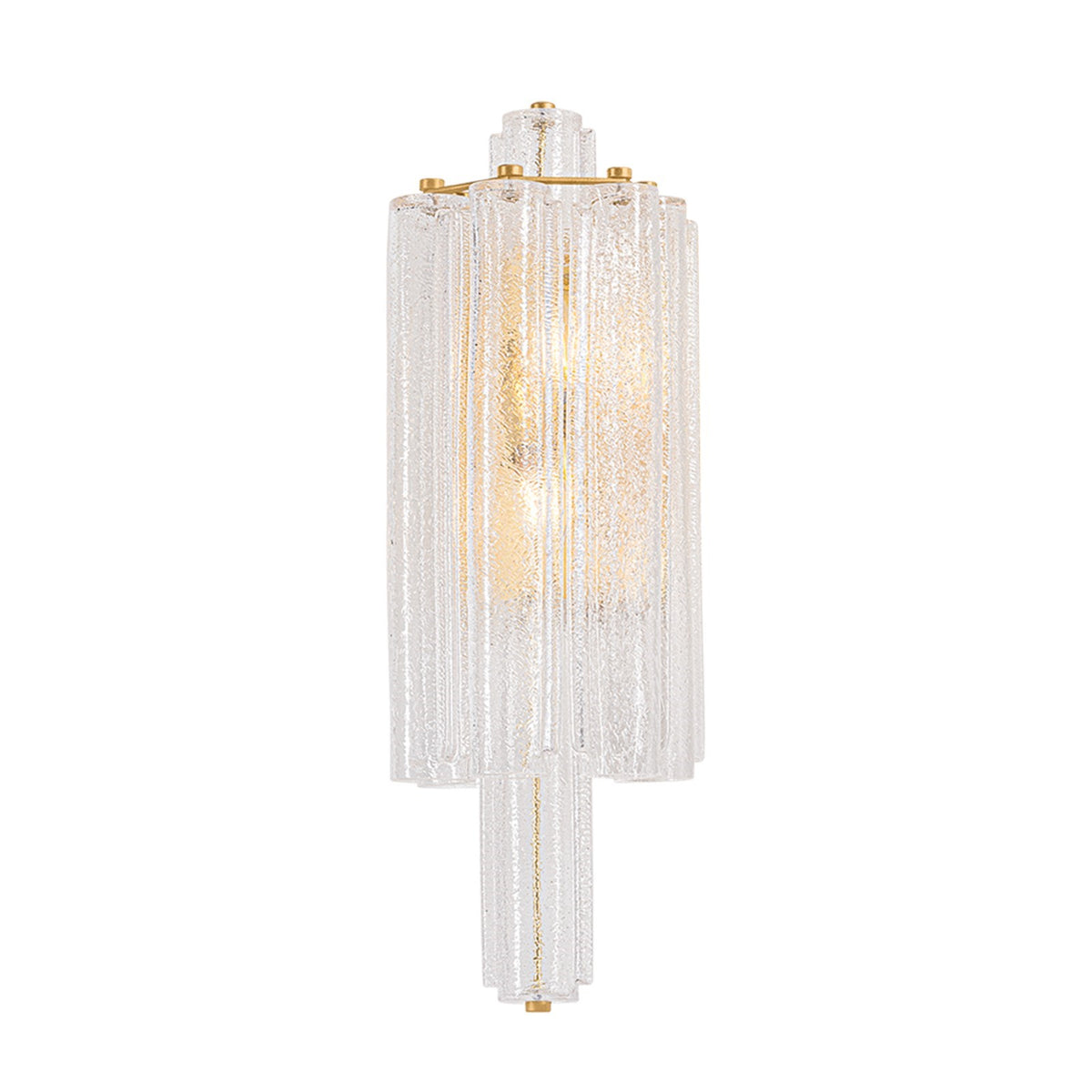 Hudson Valley Highbridge 22in 2-Light Wall Sconce | Art Deco Vintage Gold Leaf and Clear Piastre Glass | Hallway & Bedroom | Model 8632-VGL