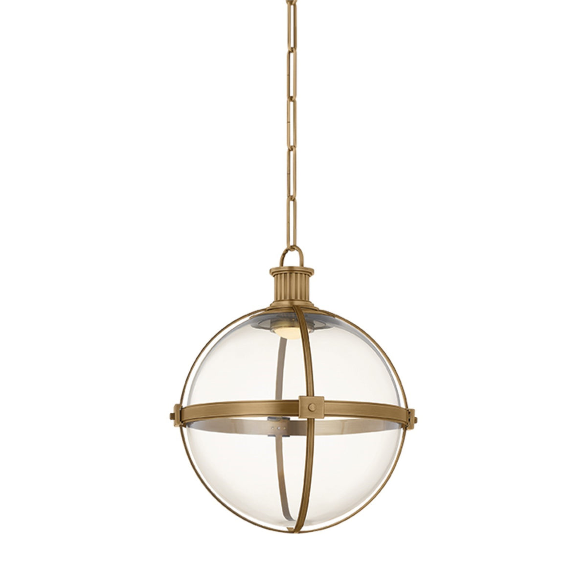 Hudson Valley Westmere 13.5in 1-Light Pendant | Industrial Patina Brass and Clear Glass | Kitchen Island & Dining Room | 13.5 x 16 in | Model 8913-PBR