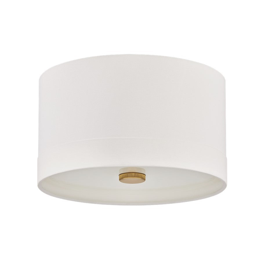 Hudson Valley Ashland 3Lt Flush Mount, Aged Brass/White Linen 1 - 8914-AGB
