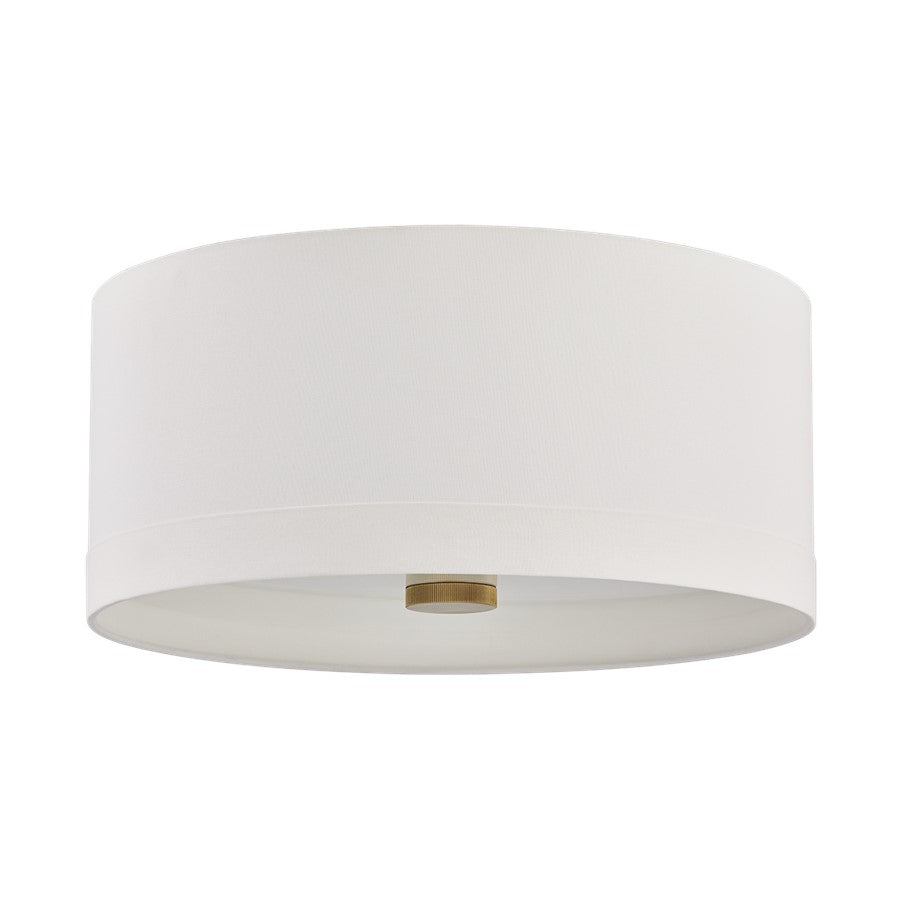 Hudson Valley Ashland 4Lt Flush Mount, Aged Brass/White Linen 1 - 8922-AGB