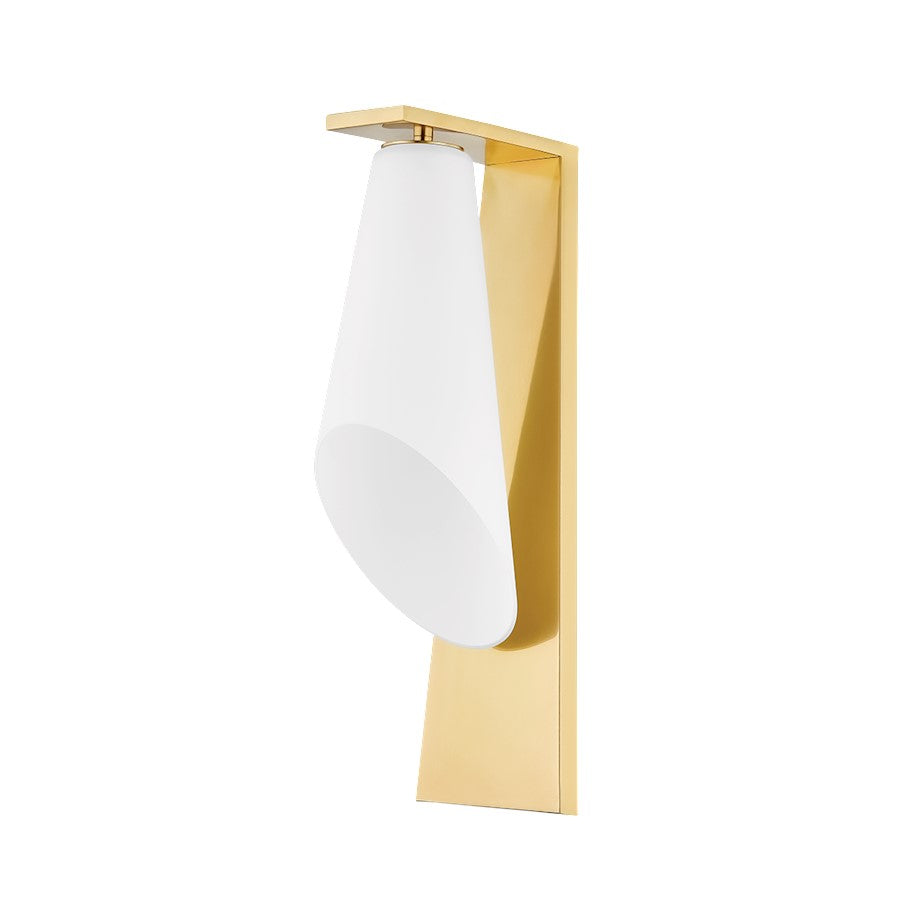 Hudson Valley Andros 1 Light Wall Sconce, Aged Brass/Opal Matte - 9316-AGB