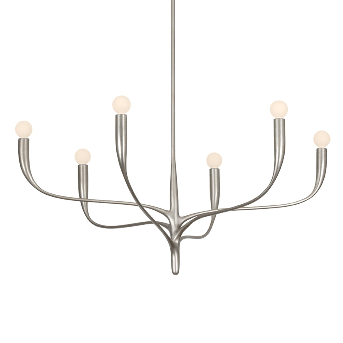 Hudson Valley Labra 37in 6-Light Chandelier | Botanical Warm Silver Leaf Steel | Dining Room & Foyer | 36.75 x 17.75 in | Model 9606-WSL