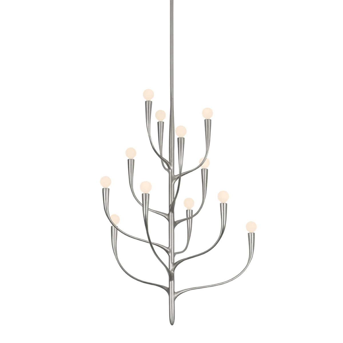 Hudson Valley Labra 32in 12-Light Chandelier | Botanical Warm Silver Leaf and Glass | Dining Room & Foyer | 32 x 40 in | Model 9612B-WSL