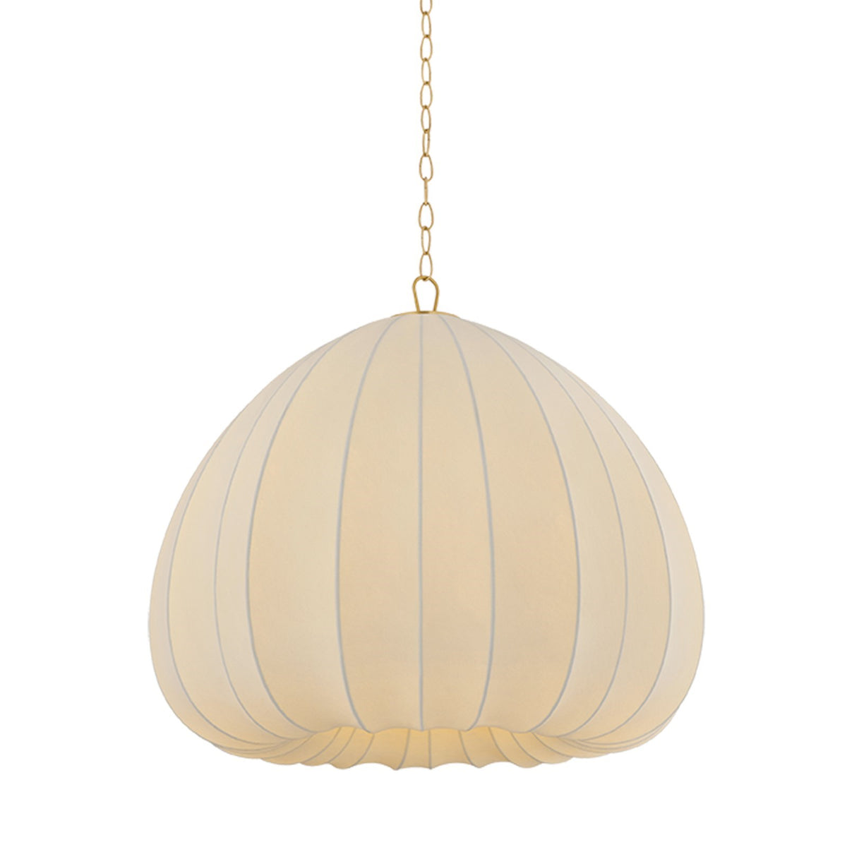 Hudson Valley Oak Summit 33in 1-Light Pendant | Contemporary Aged Brass and Cream Polymer Fabric | Kitchen Island & Dining Room | Model 9933-AGB