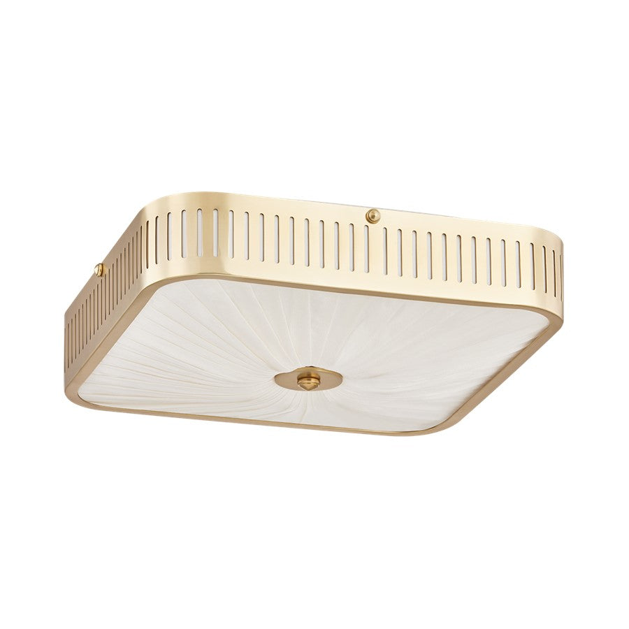 Hudson Valley Henri 4Lt Semi Flush Mount, Aged Brass/Ivory Silk - AH4704-AGB