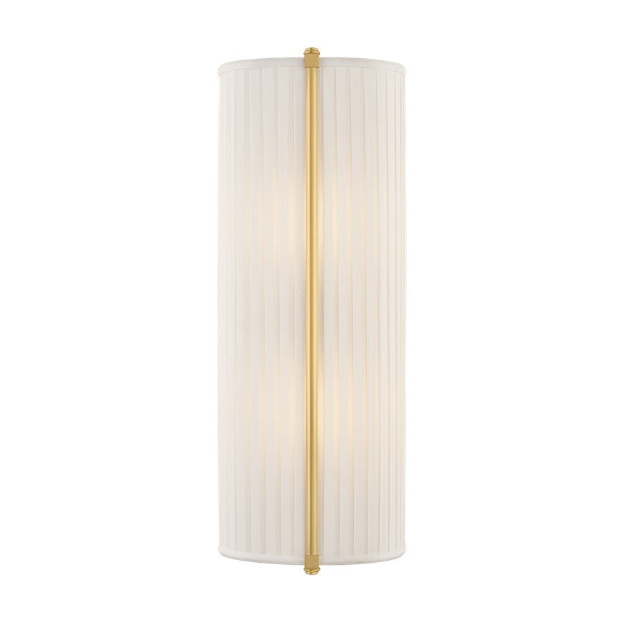 Hudson Valley Cornell 2Lt 18" Wall Sconce, Aged Brass/Ivory Silk - AH6317-AGB