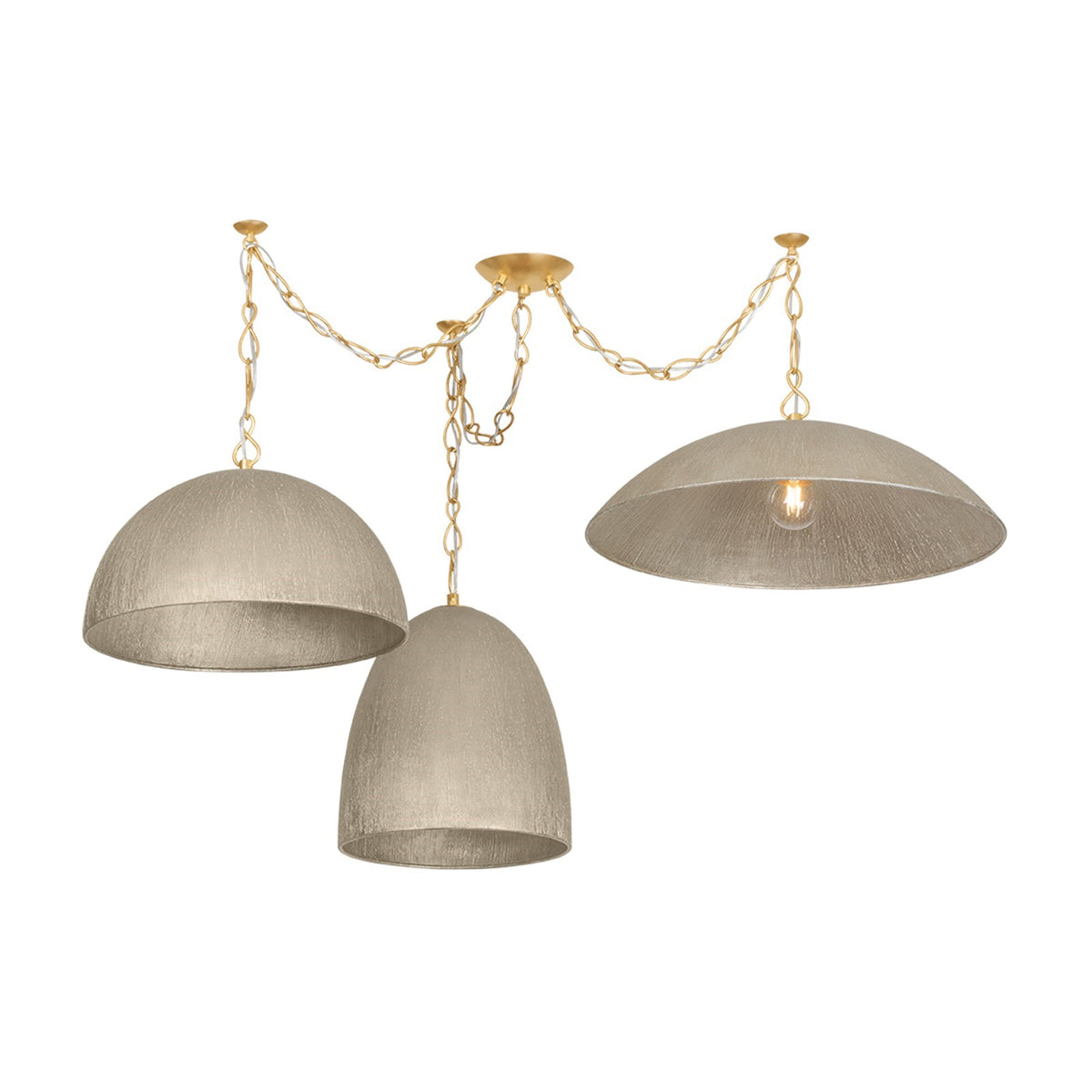 Hudson Valley Eve 54in 3-Light Chandelier | Modern Vintage Gold Leaf and Gold Leaf Interior | Dining Room & Entryway | Model BKO1402-VGL-GLI