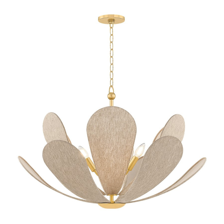Mitzi Nadine 6 Light Chandelier, Aged Brass/Natural Linen - H1024806-AGB