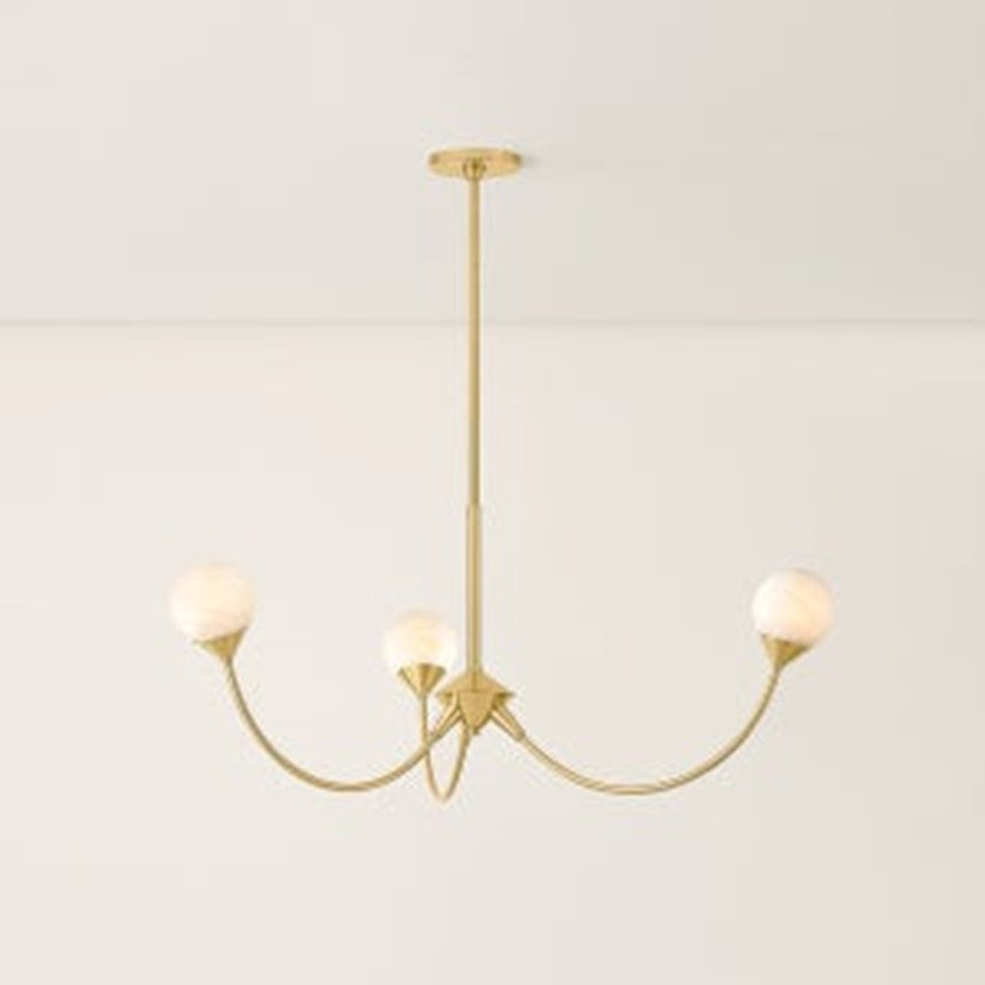 Mitzi Natasha 3 Light Chandelier, Aged Brass/Cloud