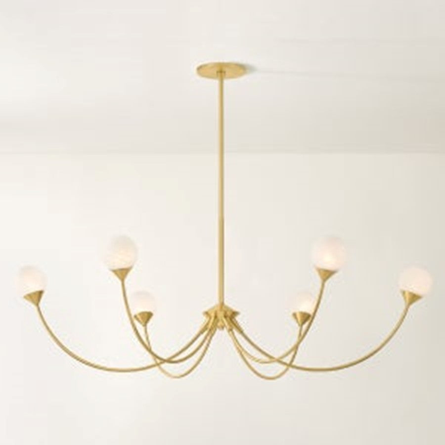 Mitzi Natasha 6 Light Chandelier, Aged Brass/Cloud