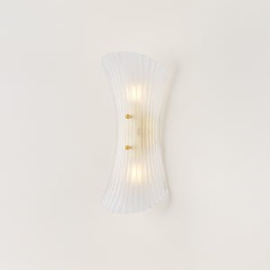 Mitzi Esmae 2 Light Wall Sconce, Aged Brass/Clear Etched