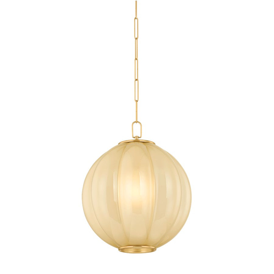 Mitzi Bernadine 1 Light 19" Pendant, Aged Brass/Cream Etched - H1091701L-AGB