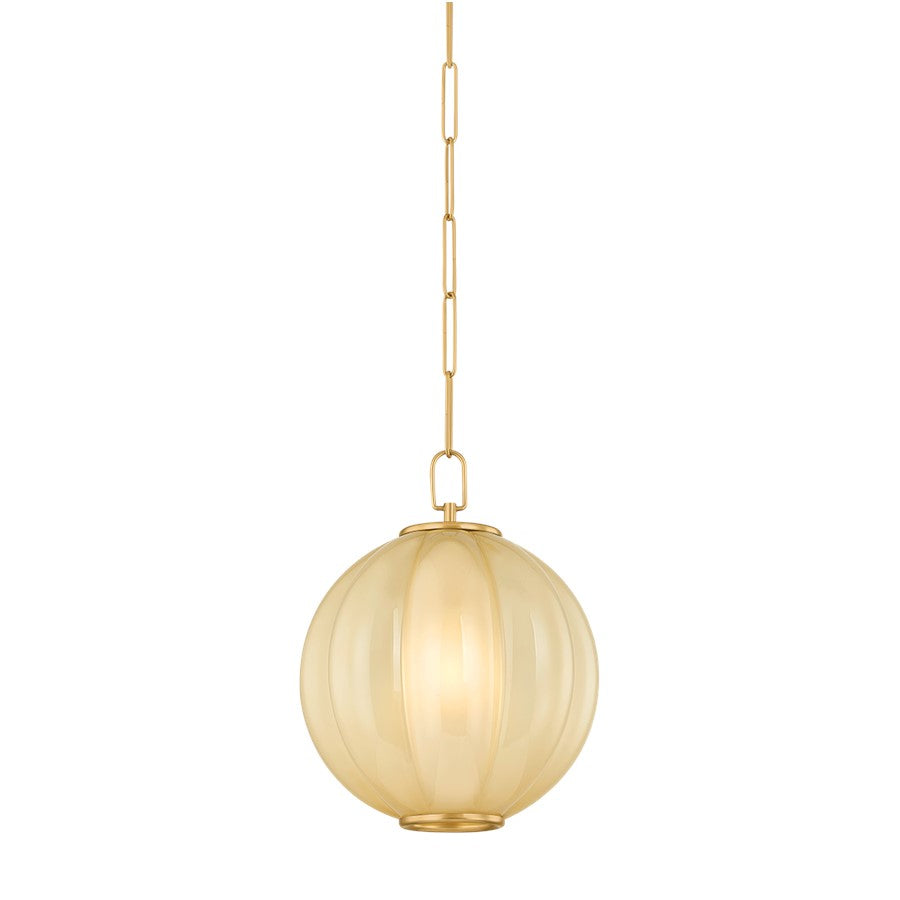Mitzi Bernadine 1 Light 15" Pendant, Aged Brass/Cream Etched - H1091701S-AGB