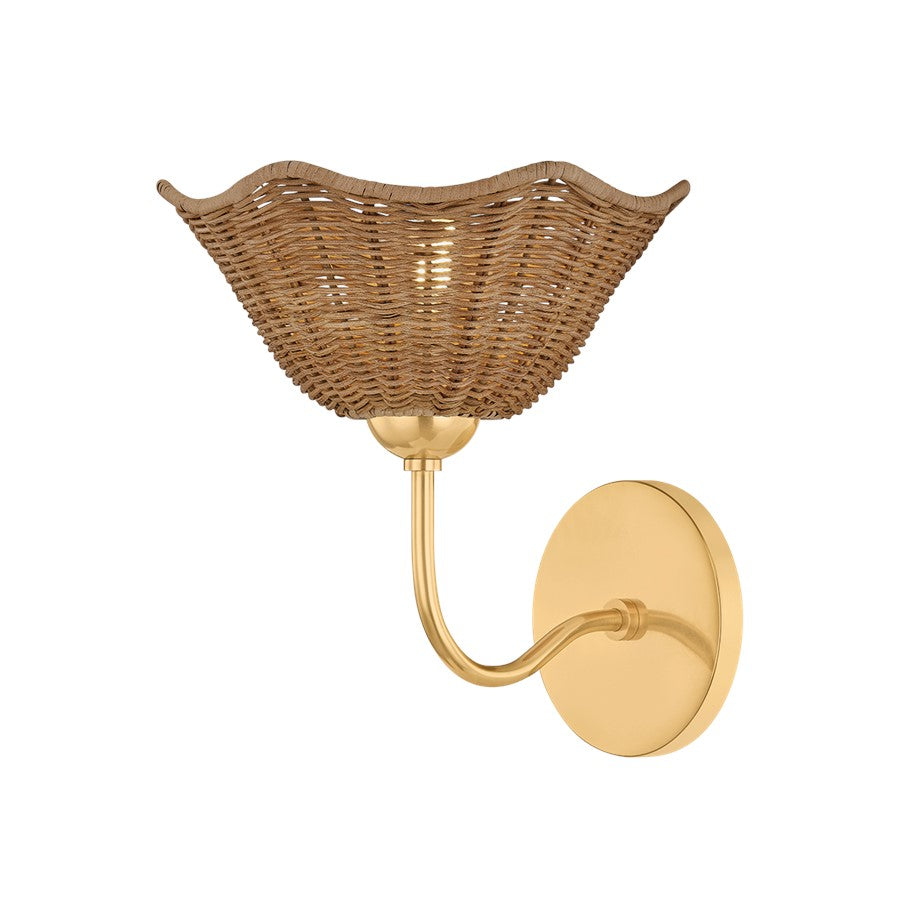 Mitzi Kehlani 1Lt Wall Sconce, Aged Brass/Light Natural Wicker - H1101101-AGB
