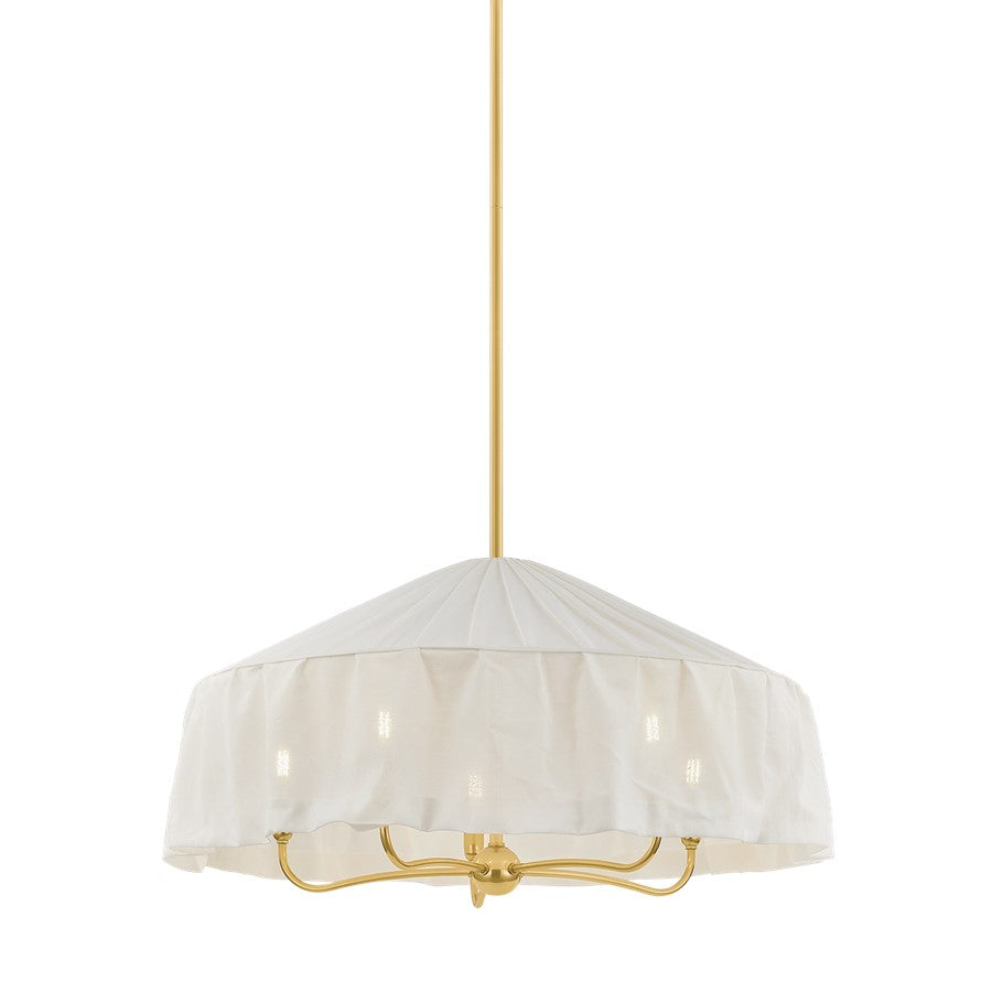 Mitzi Shivonne 5 Light Pendant, Aged Brass/Ivory Linen - H1109805-AGB