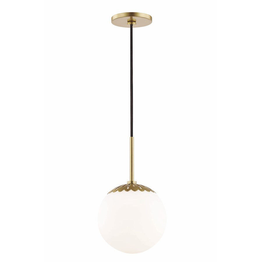 1 Light Pendant, Aged Brass