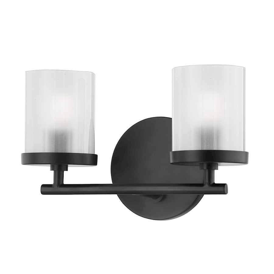 2 Light Bathroom Vanity Light Soft Black