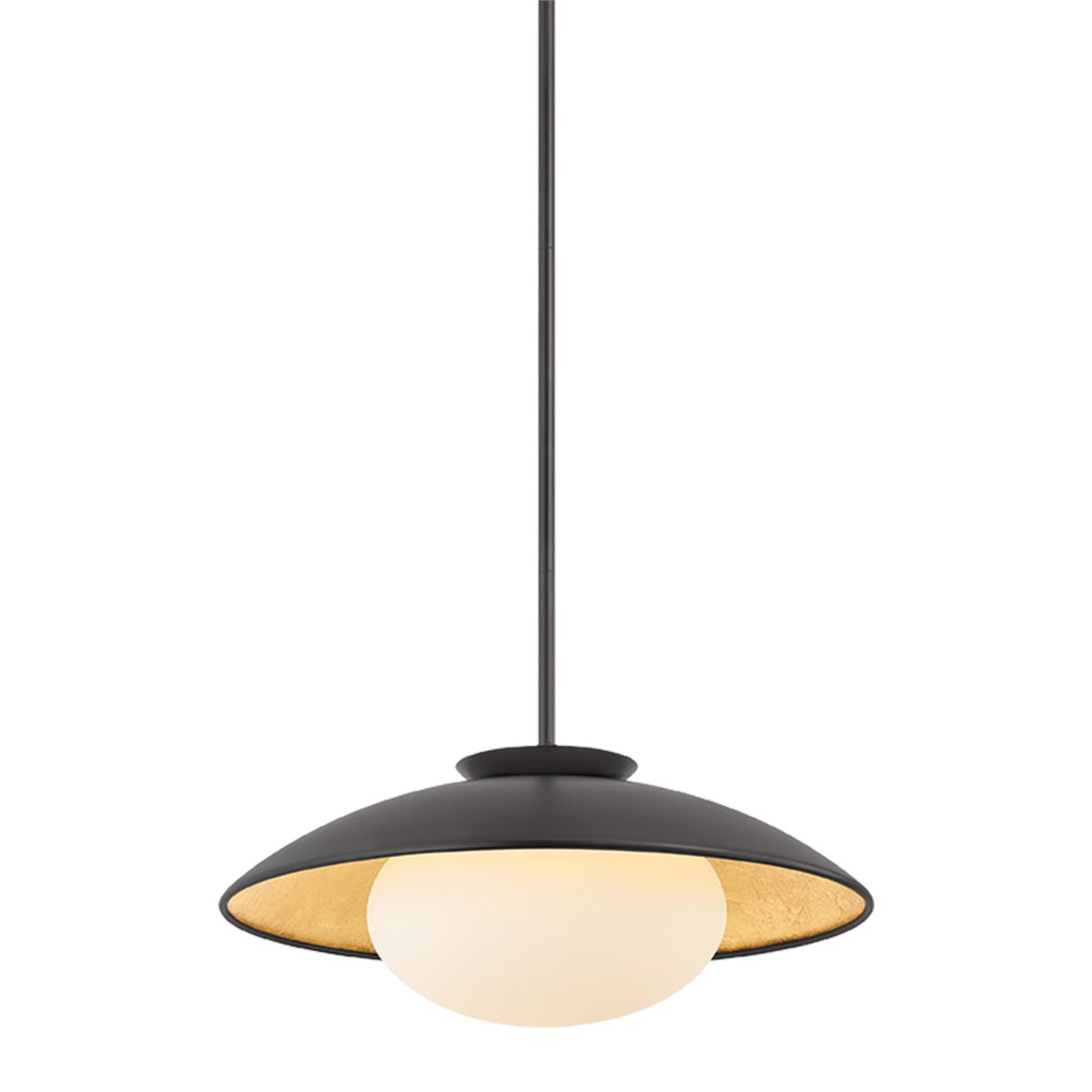 Mitzi Cadence 21in 1-Light Pendant | Minimalist Black Steel and Opal Matte Glass | Kitchen Island & Dining Room | 21 x 9 in | Model H368701L-BK-GL
