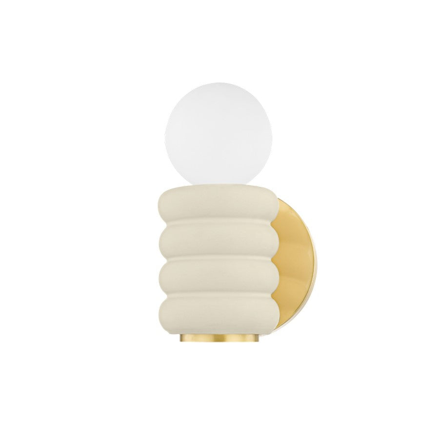 Mitzi Bibi 1 Light Wall Sconce, Brass/Ceramic Antique Ivory