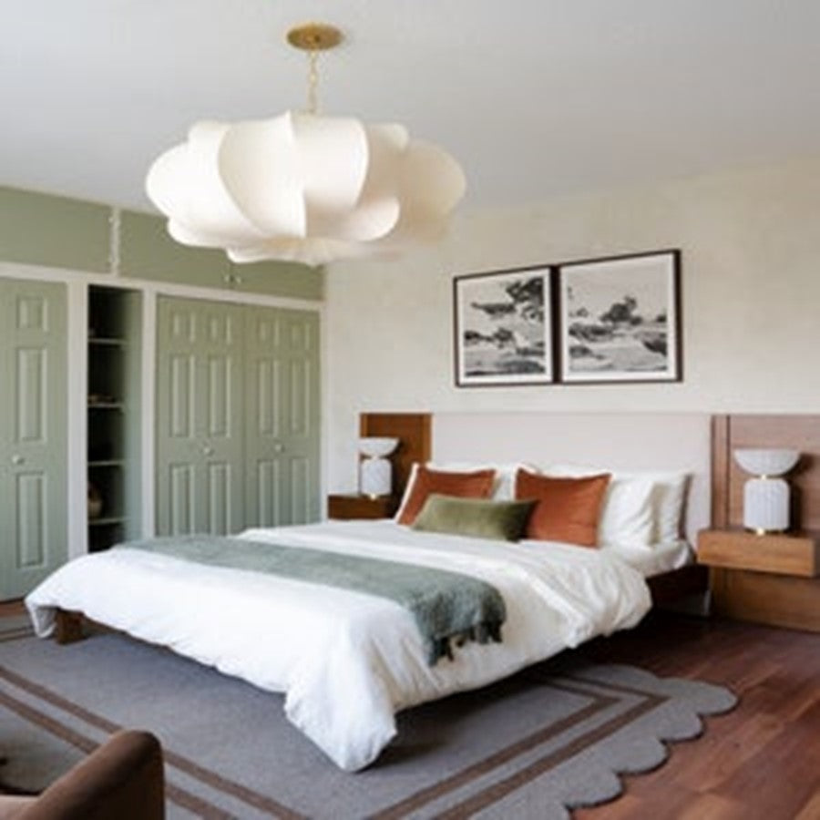 Mitzi Keilah 1 Light 36" Pendant, Aged Brass/Polymer Fabric