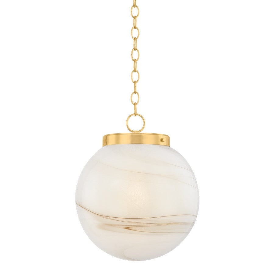 Mitzi Ambra 1 Light 16" Pendant, Aged Brass/Cappuchino Swirl - H989701L-AGB