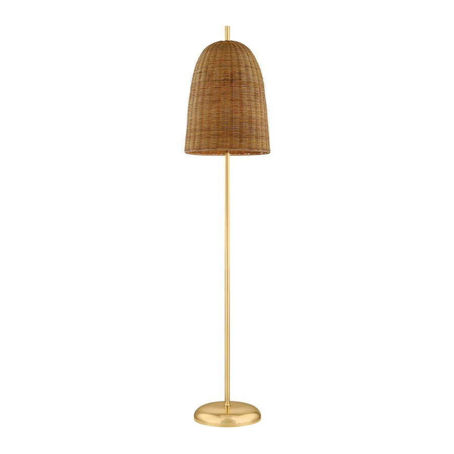 Mitzi Beatrice 1 Light Floor Lamp, Brass/Vintage Natural Wicker - HL1001401-AGB