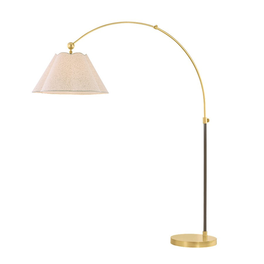 Mitzi Janie 1 Light Floor Lamp, Brass/Bronze/Natural Linen - HL1043401-AGB-TRB