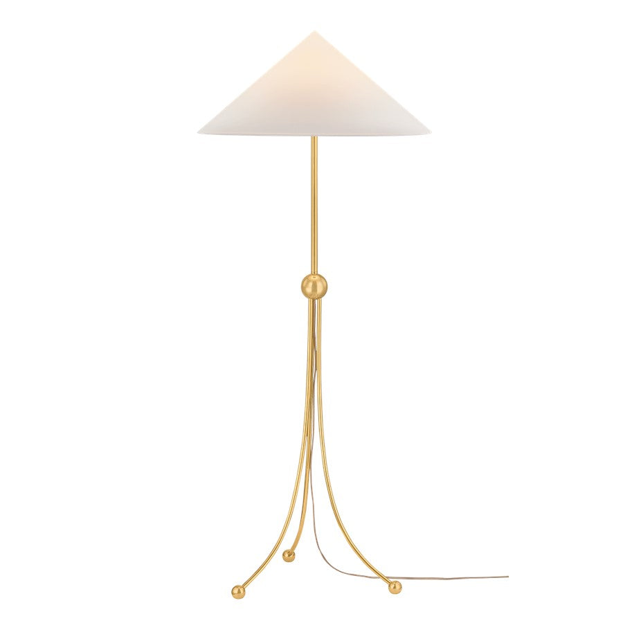 Mitzi Katya 1 Light Floor Lamp, Aged Brass/Cotton - HL1089401-AGB
