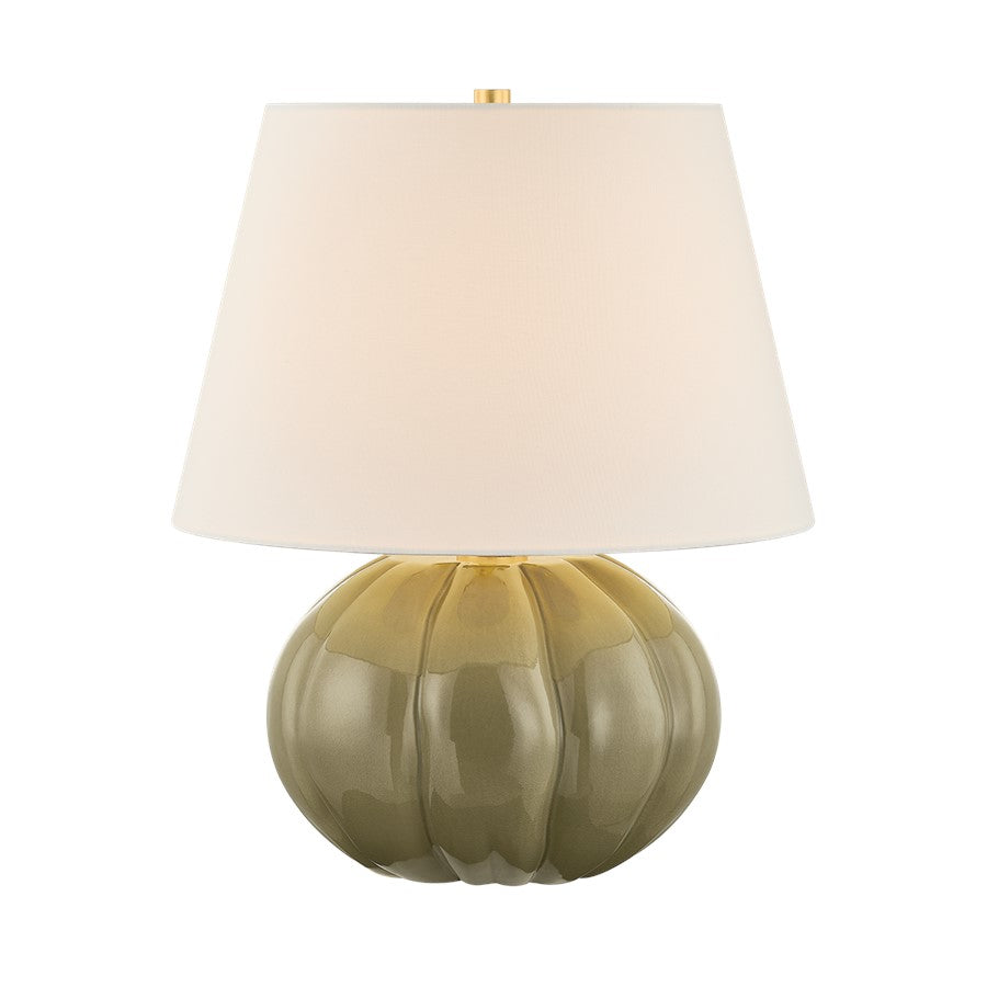 Mitzi Beata 1 Light Table Lamp, Aged Brass/White Linen