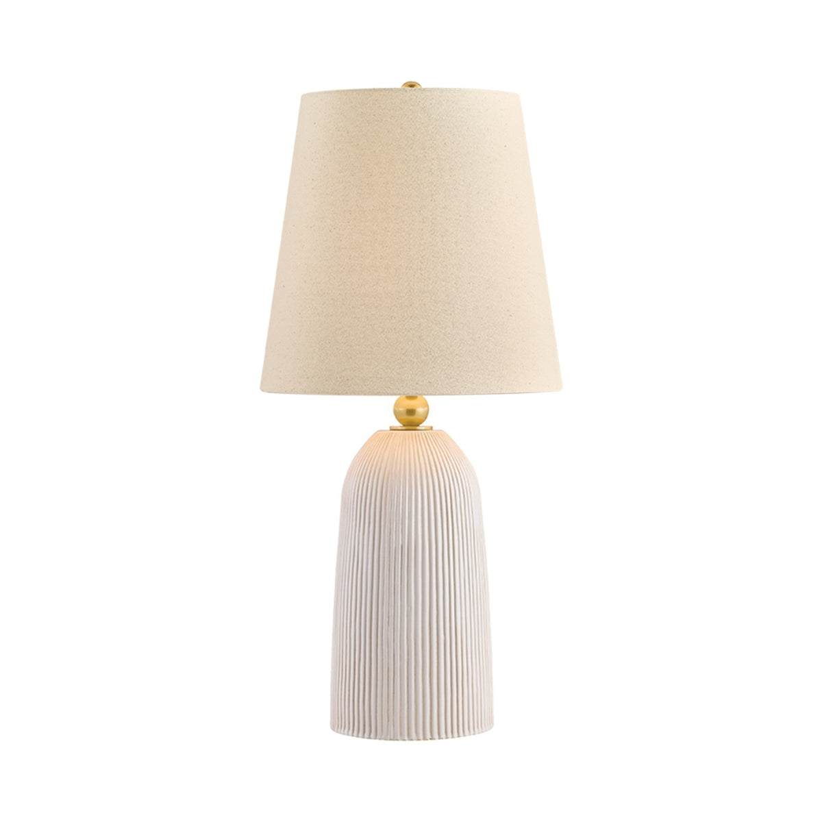 Hudson Valley Karner 35in Table Lamp | Aged Brass and Wheat Linen Ceramic Fluted Eggshell | Bedroom & Living Room Accent Light | Model L8251-AGB-CFE