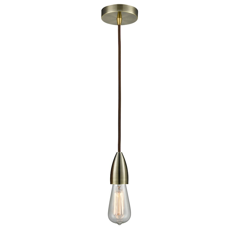 Innovations Fairchild Bare Bulb Mini Pendant, Ant. Brass/Brown